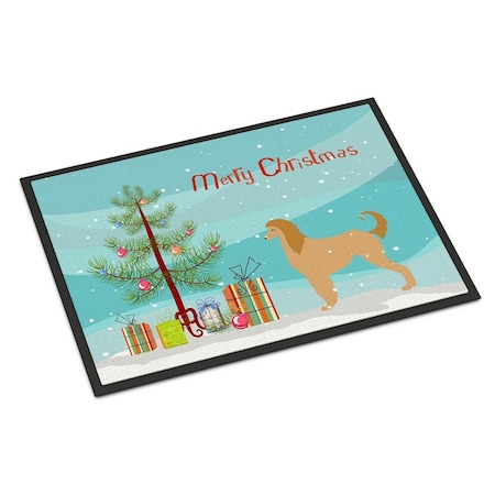 Carolines Treasures Afghan Hound Merry Christmas Tree Indoor or Outdoor Mat 18x27 BB2924MAT